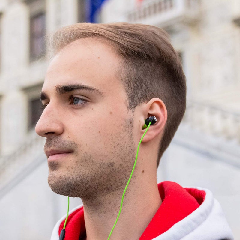 LUDOS Clamor Wired Earbuds in-Ear Headphones, 5 Years Warranty, Earphones with Microphone, Noise Isolating Ear Buds, Memory Foam for iPhone, Samsung, School Students, Kids, Women, Small Ears - Green - Image 4